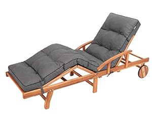 Bjird Liegenauflage, Auflage für Gartenliege 200 x 55 x 8 cm, Auflagen für Deckchair, Polsterauflage für Sonnenliege, Kissen für Liegestuhl, gesteppt - Anthrazit