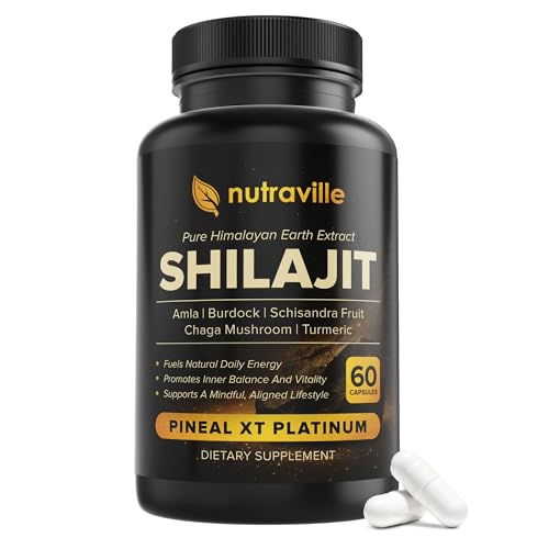 Nutraville Pineal XT Platinum Pure Himalayan Shilajit Supplement Supports Energy Brain Health & Memory - Rapid Pineal Gland Decalcification Cognitive Health Support 60 Veggie Capsules