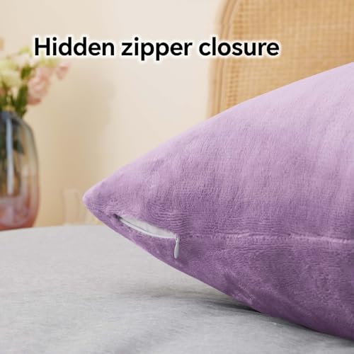 Image of BEDELITE Flannel Pillowcases Standard Set of 2, Lavender, 20x26 Inches