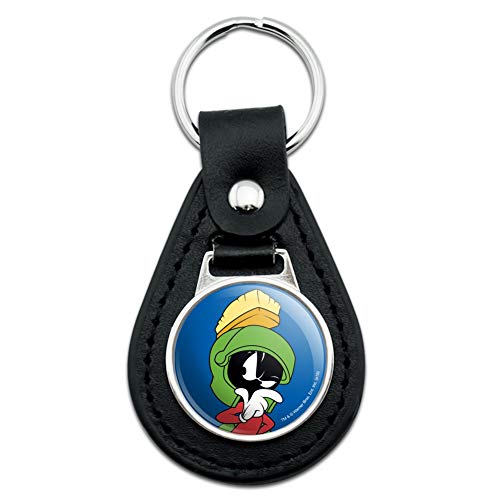 GRAPHICS & MORE Black Leather Looney Tunes Marvin The Martian Keychain