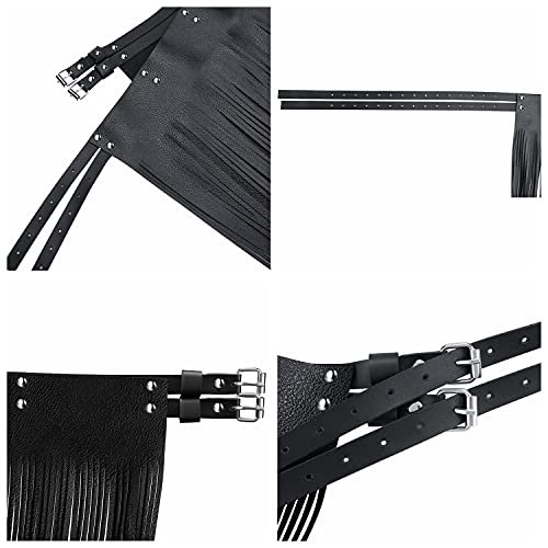 Ayliss Women Punk Waist Belt Tassel Fringe Skirt Belt Vintage Pu Leather Waistband Belt Rocker Dance Performance Costume (Black #1) #TOP6