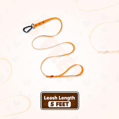 Image of Adil's Biothane Dog Leash - Waterproof Leashes for Dogs, Metal Hook, Adjustable 5ft Length Suitable for Dogs & Puppies, Ideal for Walking, Running & Training (Orange)