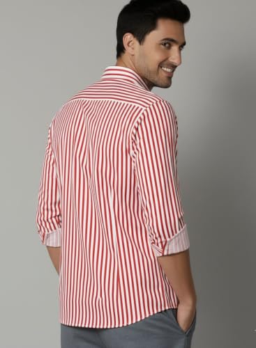 Image of U TURN Men's Casual Solid Stylish Formal Striped Plus Size Shirt for Men