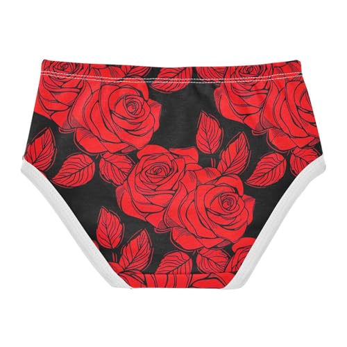 Joisal Red Roses Black Toddlers Underwear Floral 2t Cotton Cute Panties Girl Fancy Kids Undies Briefs2