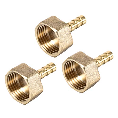 uxcell Brass Barb Hose Fitting Connector Adapter 6mm Barbed X G1/2 Female Pipe 3pcs