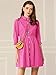 Allegra K Women's Casual Shirt Dress Ruched 3/4 Sleeve Button Down Work Mini Dresses X-Small Fuchsia