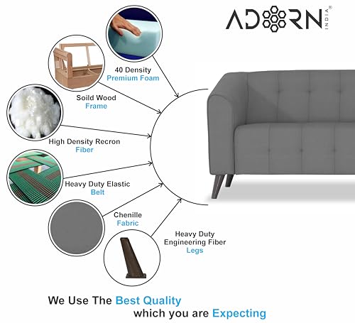 Image of Adorn India Mystic 3+1+1 5 Seater Sofa Set (Grey) (3 Year Warranty)
