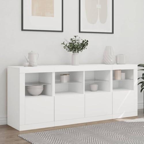 Aparador con Luces LED Blanco de Diseño Minimalista y Superficie Resistente 3