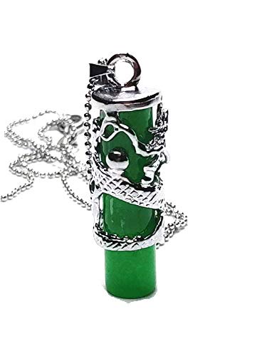 Yigedan Pendentif tibétain avec dragon en argent, vert jade