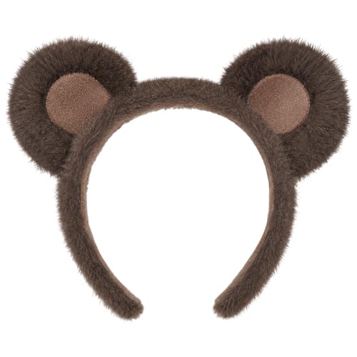 SIOTMERA Bear Ears Headband Brown Bear Costume Animal Ears Headband Adult Washing Makeup Headwear for Halloween Themed Party Festival Cosplay
