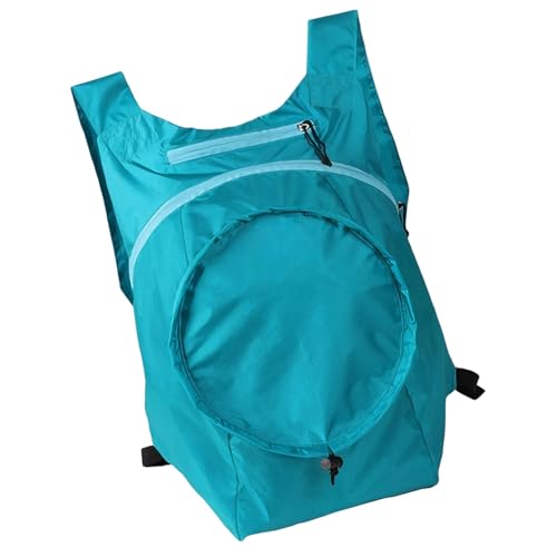 Mochila de viagem dobrável, pequena de 28 L, leve, resistente à água, nylon 210D, bolso frontal com zíper, alças acolchoadas, mochila embalável para atividades ao ar livre, viagens, ciano