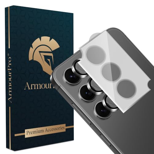 Image of ArmourPro Camera Lens Protector for Samsung Galaxy S23 and Samsung S24 with Auto Alignment Installation Frame, AR+AF Coated Tempered Glass Camera Rings, Anti-Scratch, Case Friendly | Black