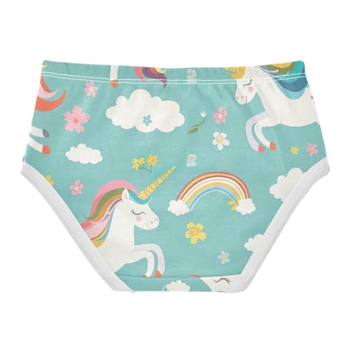 Toddler Briefs, Cute Cartoon Unicorn Green Cotton Girls Underwear, 2–8 Years2