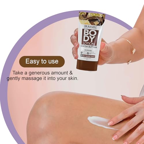 Image of Dr.Rashel Cocoa Butter Body Lotion | Deep Moisturizing & Nourishing Formula | With Cocoa Powder & Shea Butter | Improves Elasticity & Softens Skin | Lightweight & Unisex | 100ml
