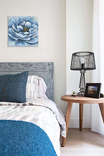 Yidepot Blue Flowers Wall Decor: Peony Wall Art Blue Flower Blossom Floral Pictures Wall Decor Canvas Floral Wall Art Wall Pictures For Living Room Blue With Frame And Easy To Hang (12"X12"X1 Panel) #TOP5