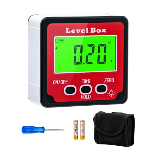 Tolesum Winkelmesser Digitaler Neigungsmesser Inklinometer mit Magnetfuß, Level Box Winkelmessgerät Digitale Wasserwaage mit HOLD& LCD Display