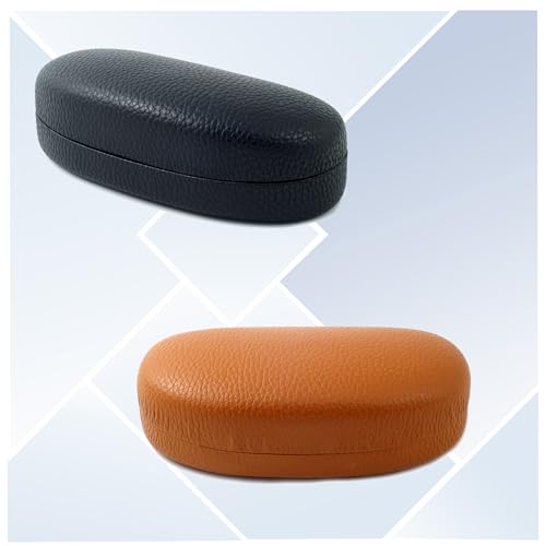 Image of Calabria HC-7 Hard Shell Eye Glasses Case PU Leather Felt Extra Large Sunglass Holder Snap Closure Men Women Neutral Durable