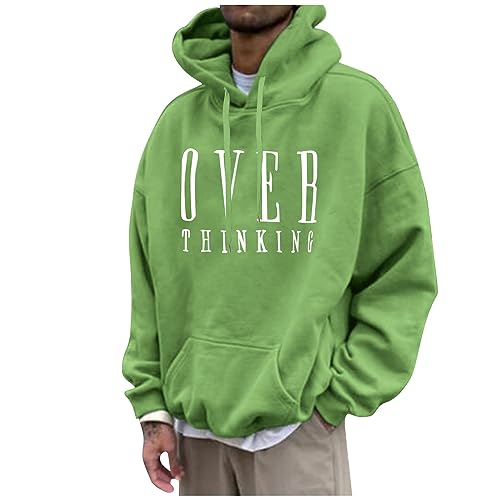 GOFULY Men Hoodies Big And Tall Fall Pullover Long Sleeve Letter Graphic Print Casual Sweatshirt With Pockets Winter Clothes