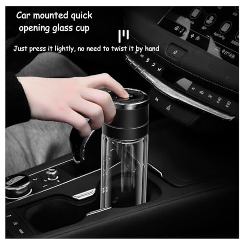 Image of Wosta Leakproof Glass Water Bottle with Stainless Steel Infuser Glass Tea Infuser Bottle with Strainer and Neoprene Sleeve for Loose Leaf Tea, Cold Brew Coffee. (K - GOLD, 400ML)