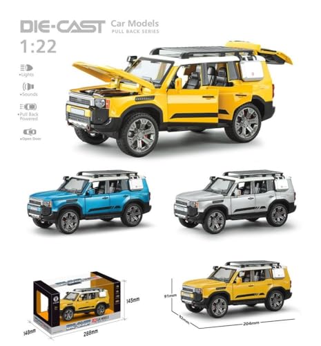 Image of TEC TAVAKKAL 1:22 Scale Big Size Land Rover Defender Model Car Exclusive Alloy Metal car Pull Back Die-cast Metal Toy car with Openable Doors & Light Music Toys Silver