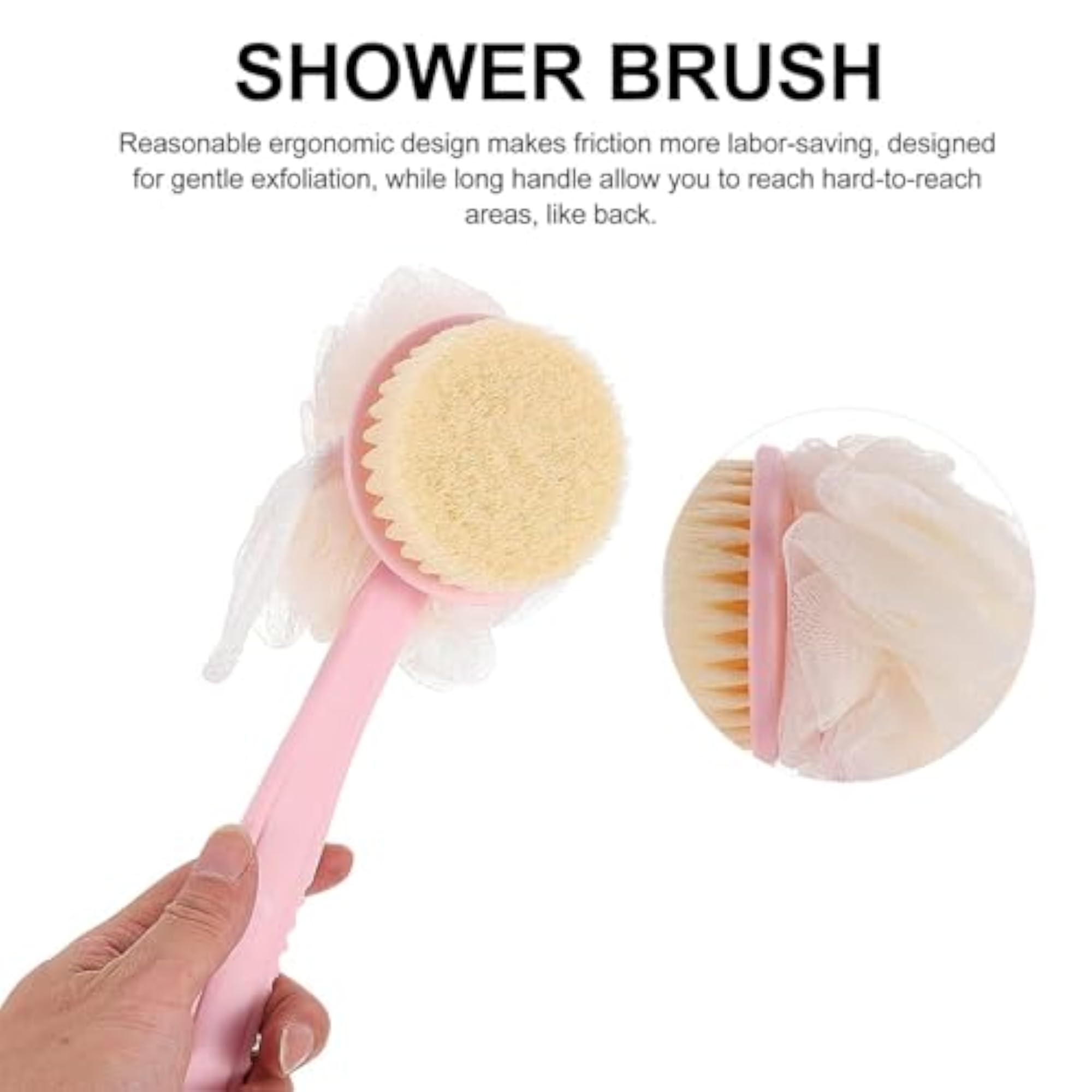 2 in 1 Bath Brush with Loofah & Bristles