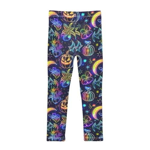 senya Girls Printed Leggings Yoga Pants Neon Pumpkins Flowers for Kids in 4t to 10 Years, 4T2