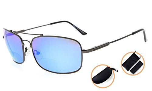 Eyekepper Bifocal Sunglasses with Bendable Bridge and Temples Memory Reading Sunglasses Lightweight Titanium3
