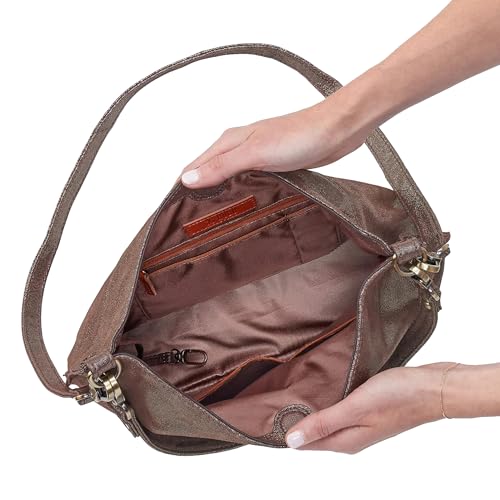 Image of HOBO Pier Leather Shoulder Bag for Women, Convertible to Crossbody