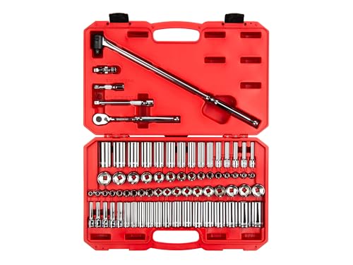 TEKTON 3/8 Inch Drive 6-Point Socket and Ratchet Set, 73-Piece (1/4-1 in., 6-24 mm) | SKT15311