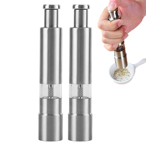 Molinillo de pimienta - 15,3x2,8 cm, Juego de molinillo de pimienta, con una mano | Salero de estructura pesada, molinillos de especias para cocina, al aire libre, regalo de barbacoa para dar especias