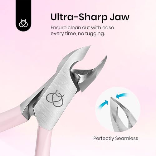 Image of Beetles Cuticle Trimmer Nail Cuticle Nippers 0.16 Inch Fine Jaw Cuticles Cutter Stainless Steel Cuticles Remover Scissors Beginner Friendly Nail Art Tools for Manicure Care Pink