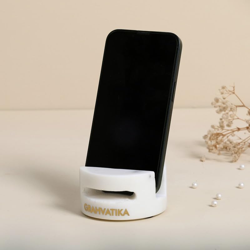 Grahvatika Luxurious Marble Mobile Phone Stand Holder Heavy Solid Real Stone Mobile Phone Holders Home Décor Showpiece-image-29