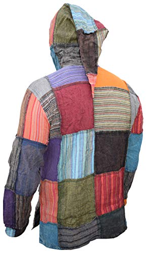Gheri Mens Pixie Patchwork Long Hood Lightweight Festival Hoodie4