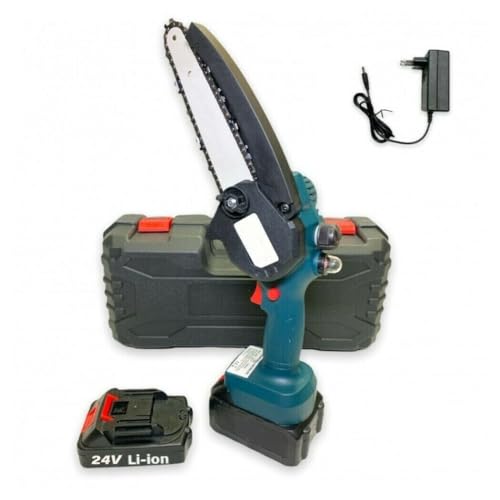 Trade Shop - Mini Elettrosega Doppia Batteria 24V 2Ah Motosega Elettrica 6" Art. 7321