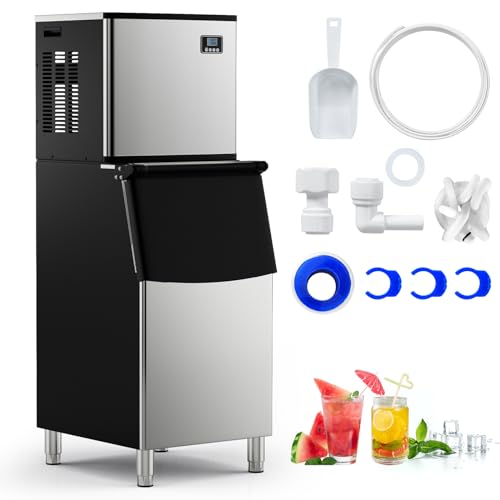 COSTWAY Commercial Split Ice Maker Machine with SECOP Compressor, Auto Self-Cleaning, 353LBS/24H Industrial Ice Maker with 198LBS Storage Bin, 160 Ice Cubes Ready in 14 Mins, ETL Approved