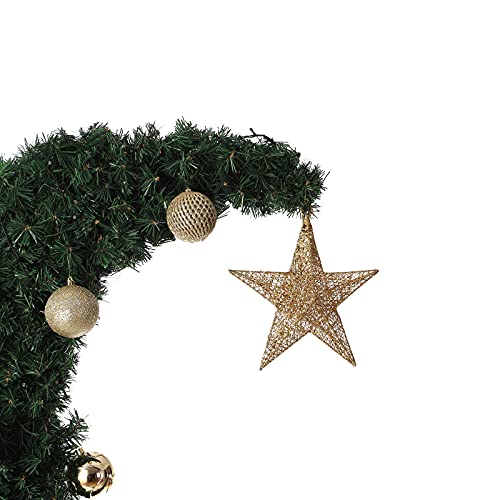 6FT 120 LED Lighted Crescent Moon Eid Tree Ramadan Mubarak Muslim al adha Party Wedding Living Room Indoor Outdoor Decor (Green)