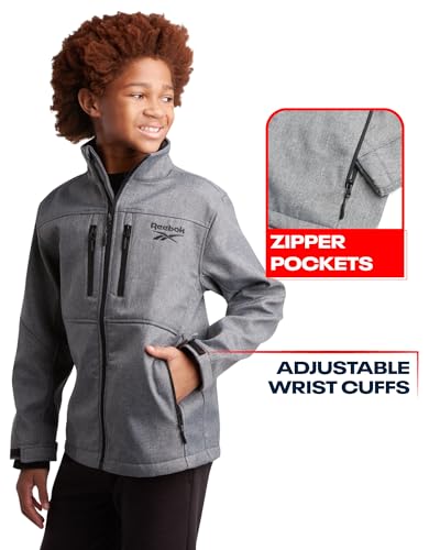 Image of Reebok Boys Softshell Jacket, Sherpa Fleece Lined Hooded Windbreaker