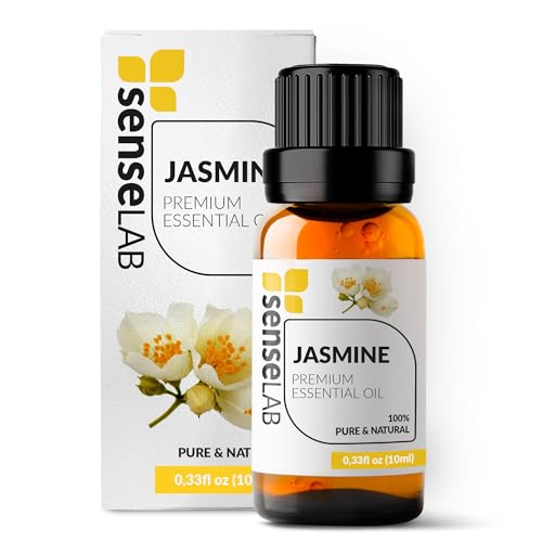 SenseLAB Aceite Esencial de Jazmín - Aceite de Jazmín Natural 100% Puro de Grado Terapéutico para Difusor de Aromaterapia - Aceite para el Cuidado del Cabello y la Piel (10 ml)