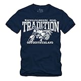  Tradition S50 S51 - T-Shirt Simson Waffenschmiede Suhl Schwalbe Star Duo Habicht IFA DDR (L, Navy)