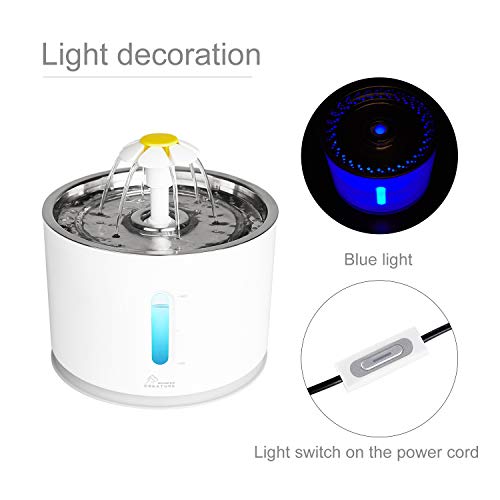 Wonder Creature Cat Water Fountain with Stainless Steel Lid, 2.4L/81oz Automatic Cat Fountain with LED Light and Water… - Image 4