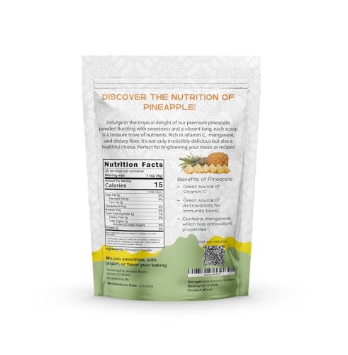 Ancient Roots Pineapple Fruit Powder - All-Natural Fruit Powder, Filled with Antioxidants, No Sugar Added, 25 Servings (3.5 ounces)