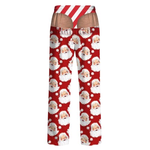 Funny Christmas Pajamas Men Novelty Thong Butt Print Santa Ugly Pajama Pant | Elastic Waist Drawstring Sleep Pant Soft Wide Leg Loose Fit Loungewear Trousers for X‑mas Party & Gift #Red Medium - image 9