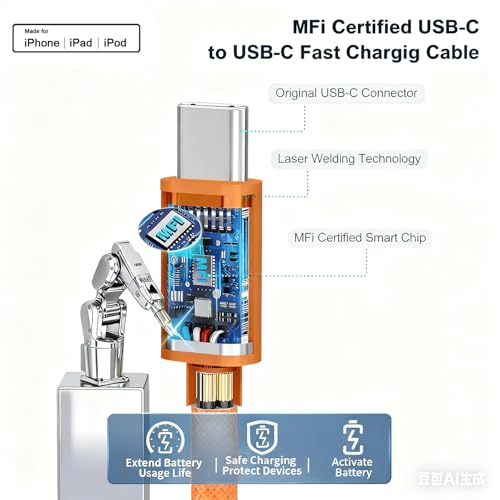 Image of iPhone 17 16 15 Fast Charger,[MFi Certified] 40W USB C Wall Charger Block with 10FT USB C to USB C Charging Data Sync Woven Cable for iPhone 17 /17Air /17Pro Max /16 Pro Max /16Pro /16 /15ProMax /15Pro