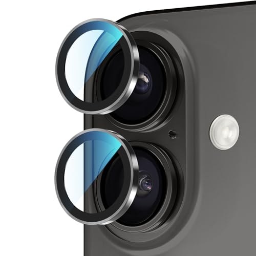 PandaShield 2-Pack Camera Lens Protector for iPhone 17/16/16 Plus [Anti-Reflection & 98% High Transparency] 9H Explosion-Proof Glass Anti-Scratch Easy Installation Case Friendly Black