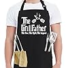 Kaidouma funny grill aprons for men dad the grillfather mens funny chef cooking grilling bbq apron with 2 pockets birthday fathers day christmas gifts for dad step dad father in law husband  urban country home decor