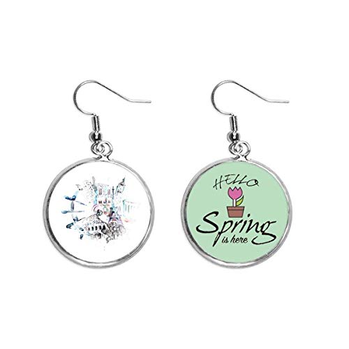Pendientes de acuarela Big Ben Torre Eiffel joyas de primavera
