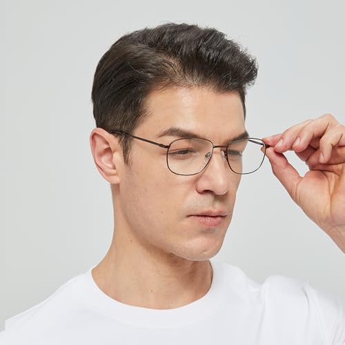 Image of JF2404 Clear Lens Eyewear Metal Frames Squre Rectangular Glasses for Men Prescription