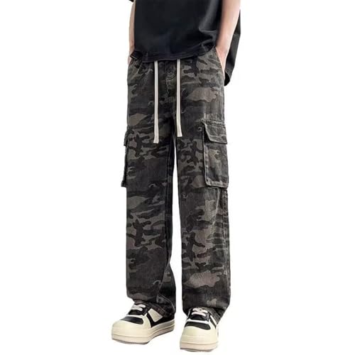Caxndycing Pantalones de senderismo para hombre, camuflaje, multibolsillo, pantalones de trabajo para actividades al aire libre, elásticos, pantalones de trabajo, largos, informales, pantalones