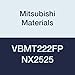Mitsubishi Materials VBMT222FP NX2525 Uncoated Cermet VB Type Positive Turning Insert with Hole, Rhombic 35?, Grade NX2525, 0.25" IC, 0.125" Thick, 0.031" Corner Radius, FP Breaker (Pack of 10)
