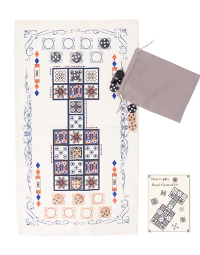 Royal Game of UR con dados piramidales, juego de mesa de estrategia antigua para adultos, juego de mesa de viaje para 2 jugadores, compacto, apto para viajes, uno de los juegos de estrategia más